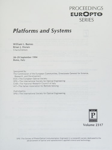 Platforms and Systems: 28-29 September 1994 Rome, Italy (Proceedings Europt)