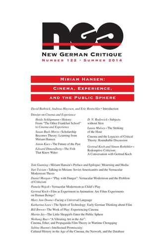Miriam Hansen Cinema, Experience, and the Public Sphere