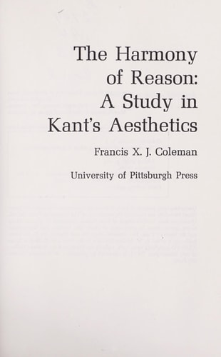 Harmony of Reason: A Study in Kant's Aesthetics