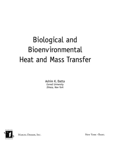 Biological and Bioenvironmental Heat and Mass Transfer