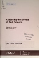 Assessing the Effects of Tort Reforms (Rand Report)