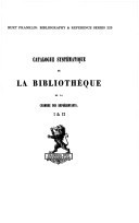 Catalogue Systematique de la Bibliotheque de la Chambre des Representants