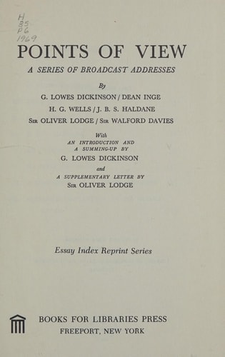 Points of view;: A series of broadcast addresses, (Essay index reprint series)