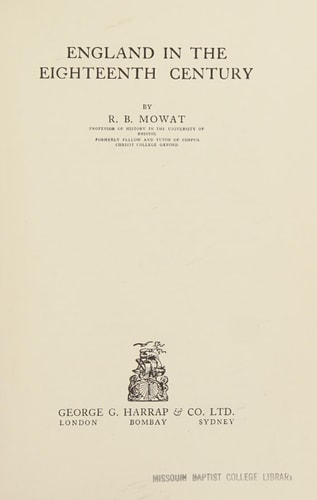 England in the Eighteenth Century