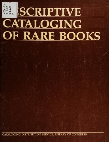 Descriptive Cataloging of Rare Books