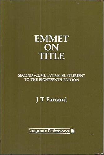 Emmet on Title Second (cumulative) Supplement to Eighteenth Edition