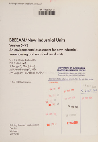BREEAM/new Industrial Units Version 5/93 : an Environmental Assessment for New Industrial, Warehousing and Non-food Retail Units