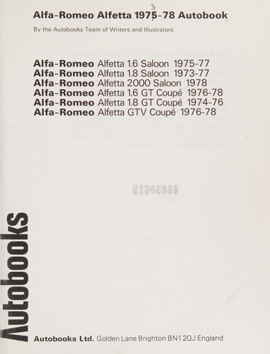 Alfa-Romeo Alfetta 1975-78 Autobook