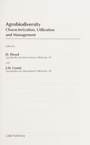 Agrobiodiversity: Characterization, Utilization and Management (Cabi)