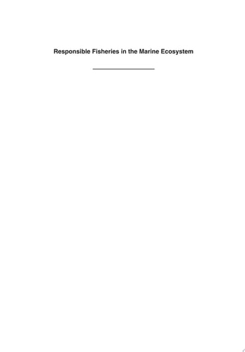 Responsible Fisheries in the Marine Ecosystem