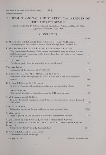 Epidemiological and Statistical Aspects of the AIDS Epidemic
