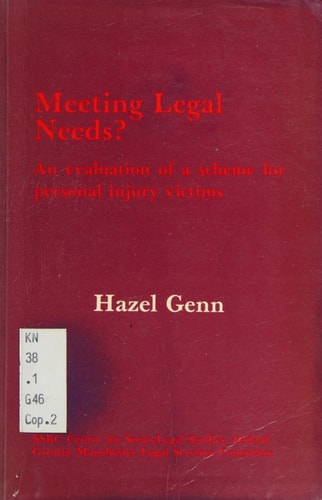 Meeting Legal Needs? An Evaluation of a Scheme for Personal Injury Victims