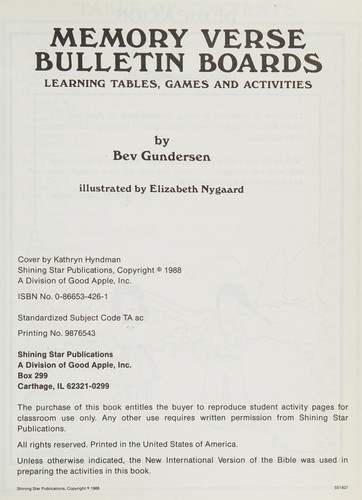 Memory Verse Bulletin Boards Learning Tables, Games and Activities