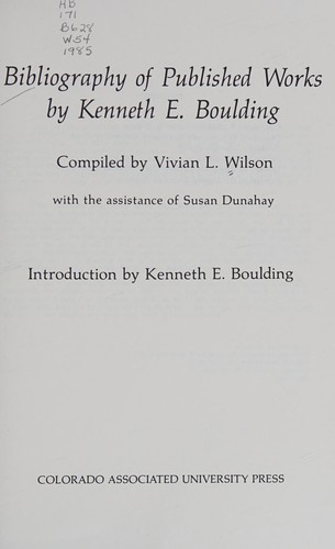 Bibliography of Published Works by Kenneth E. Boulding