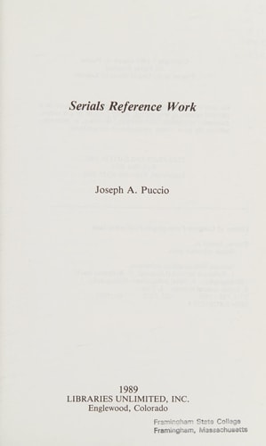 Serials Reference Work