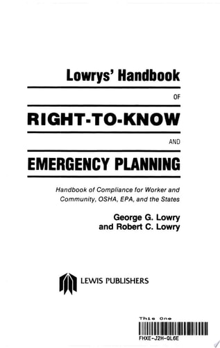 Lowrys' Handbook of Right-to-Know and Emergency Planning, Sara