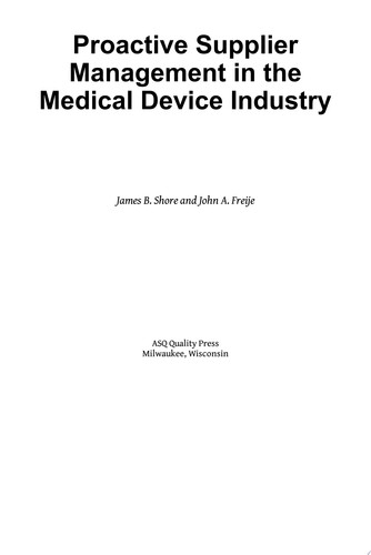 Proactive Supplier Management in the Medical Device Industry