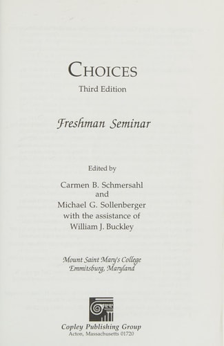 Choices Freshman Seminar