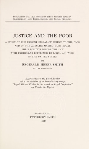 Justice and the Poor: A Study of Present Day Denial of Justice to the Poor