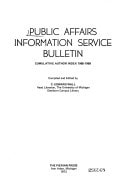 Public Affairs Information Service Bulletin Cumulative Author Index, 1965-1969