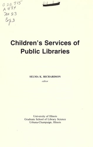 Children's Services of Public Libraries: Papers