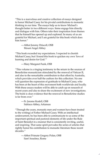 A Not-so-unexciting Life Essays on Benedictine History and Spirituality in Honor of Michael Casey, OCSO