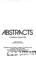 Abstracts of Research Papers Anaheim 1984