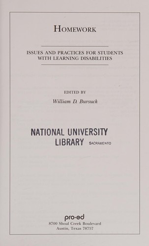 Homework: Issues and Practices for Students With Learning Disabilities