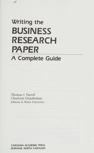 Writing the Business Research Paper A Complete Guide