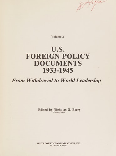 U.S. Foreign Policy Documents, 1933-1945