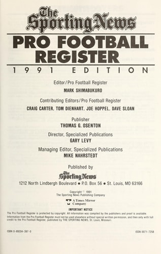 Football Register, 1991