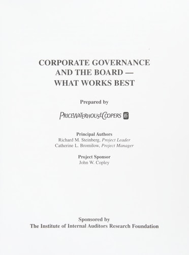 Corporate Governance and the Board: What Works Best