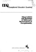 Observations and Meanings of Difference Measurement of Exceptionality