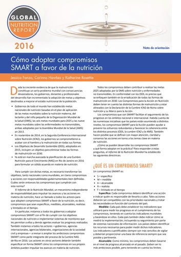 Cómo adoptar compromisos SMART a favor de la nutrición Informe de la Nutrición Mundial nota de orientación