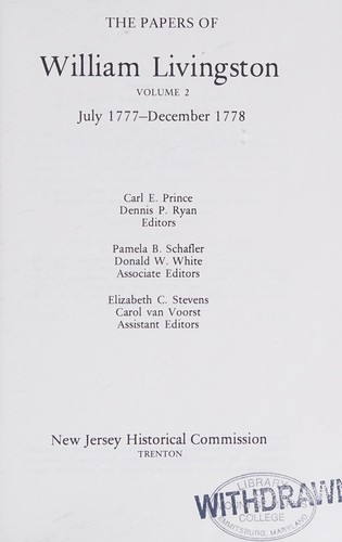 The Papers of William Livingston July 1777 to December 1778