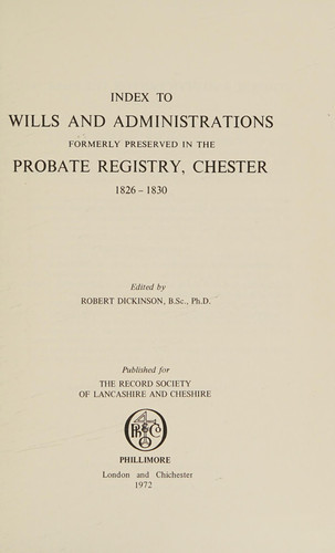 'WILLS PROVED AT CHESTER, 1826-30'