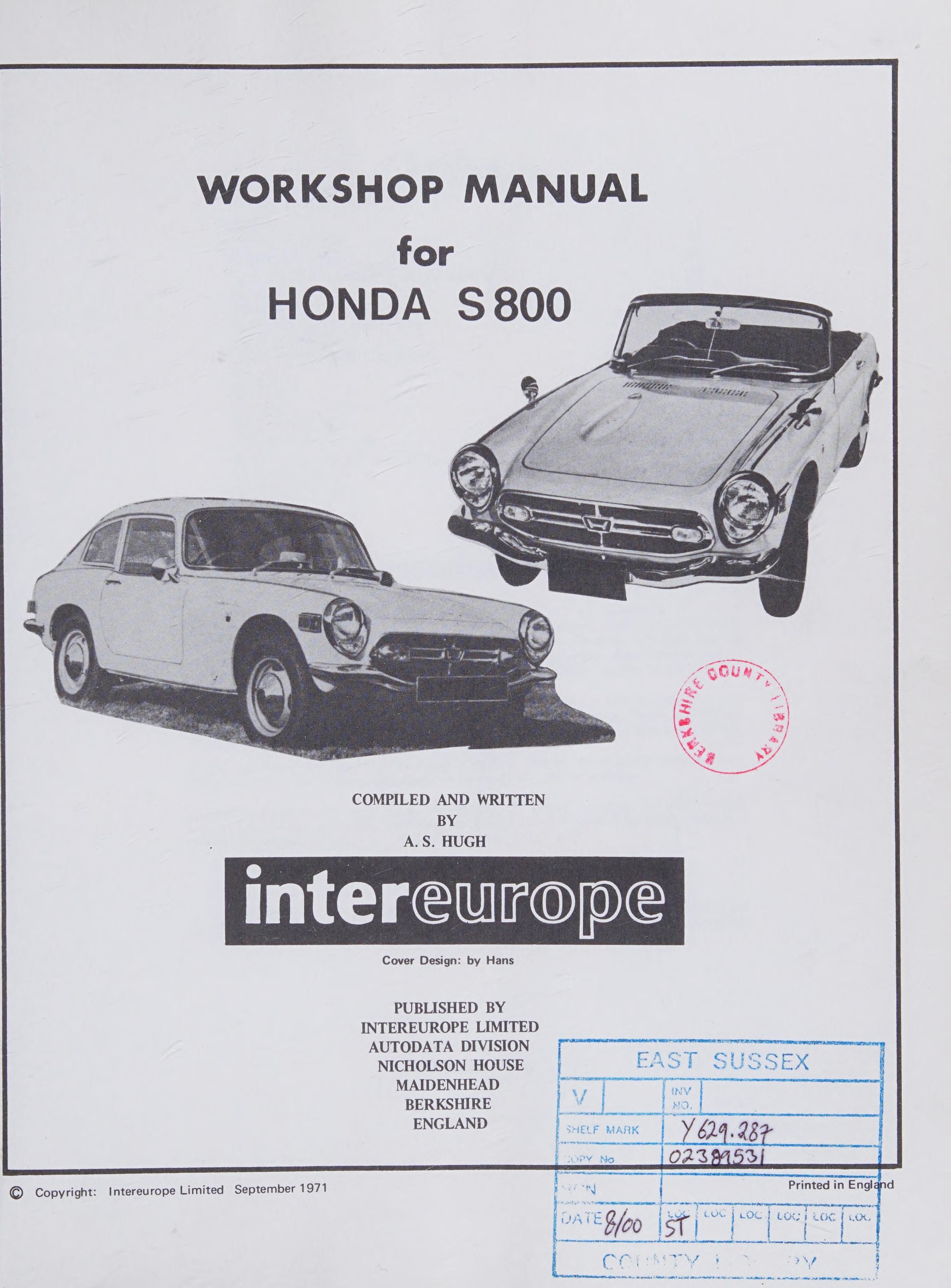Workshop Manual for Honda S800