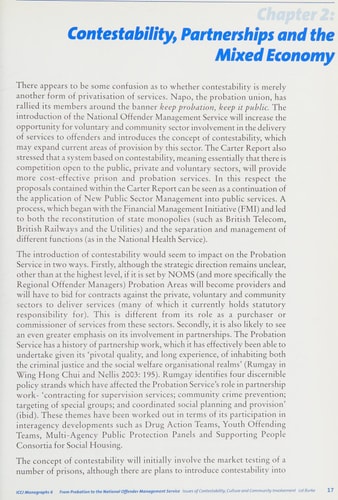 From Probation to the National Offender Management Service Issues of Contestability, Culture and Community Involvement