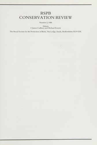 RSPB Conservation Review Number 2 1988