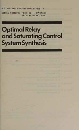 Optimal Relay and Saturating Control System Synthesis (Iee Control Engineering Series)