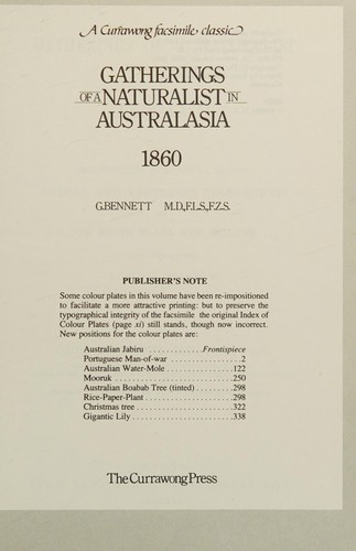 Gatherings of a naturalist in Australasia