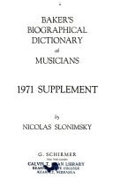 Baker's Biographical Dictionary of Musicians 1971 Supplement