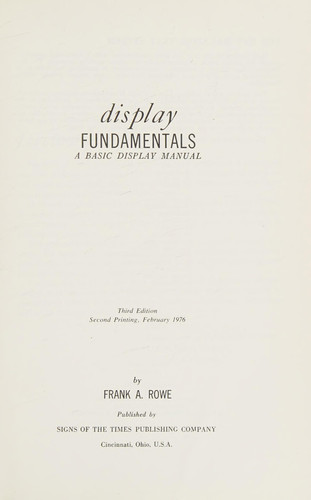 Display Fundamentals A Basic Display Manual