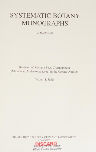 Revision of Miconia Sect. Chaenopleura (Miconieae, Melastomataceae) in the Greater Antilles