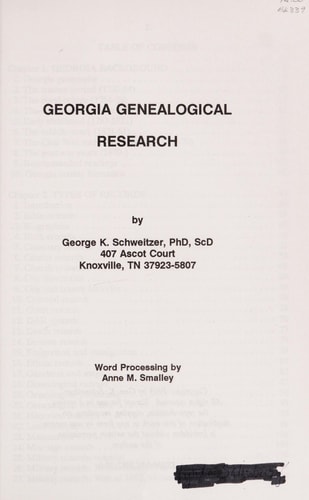 Georgia Genealogical Research