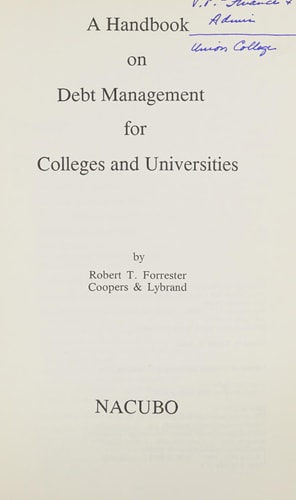 A Handbook on Debt Management for Colleges and Universities