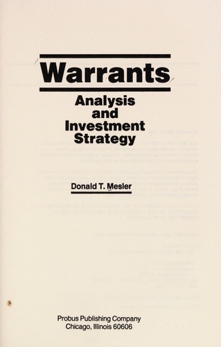 Warrants: Analysis and investment strategy