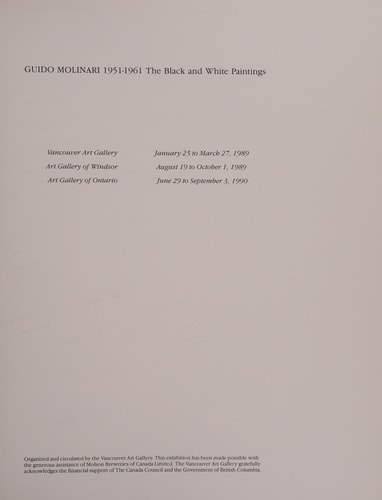 Guido Molinari, 1951-1961 The Black and White Paintings