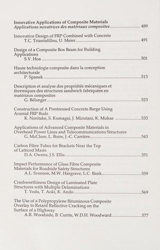 Advanced Composite Materials in Bridges and Structures 1st International Conference, Sherbrooke, Québec, Canada, 1992