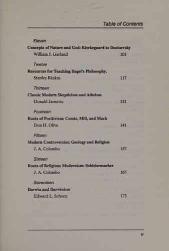 Concepts of Nature and God: Resources for College and University Teaching